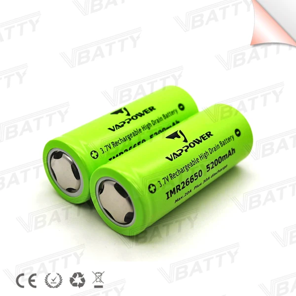 Высокая емкость Vappower 26650 5200 мАч 40A Аккумулятор для аккумуляторной батареи (1