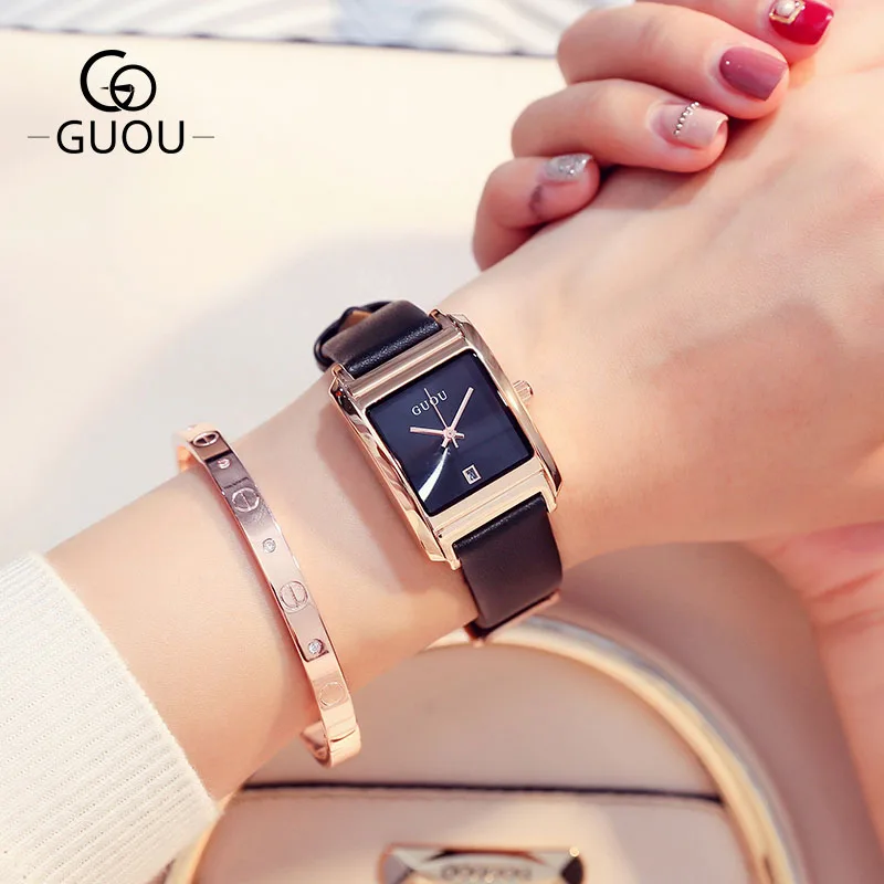 

GUOU Women Watch Brand Fashion Casual Ladies Rectangle Watch Quartz Simple Clock Relogio Feminino Reloj Mujer Montre Femme