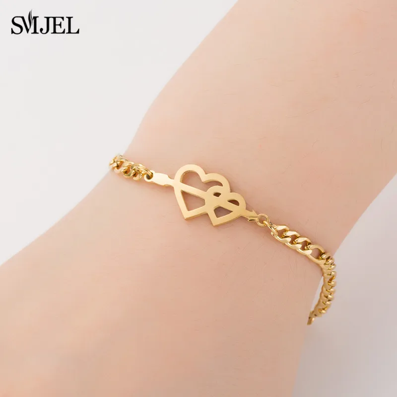 arrow Heart 154 SMJEL мульти Браслеты& браслеты из нержавеющей стали 2 слоя, с изображением милой бабочки браслет с сердечком ювелирные изделия регулируемый Свадебные Браслеты Mujer - Окраска металла: arrow Heart 154
