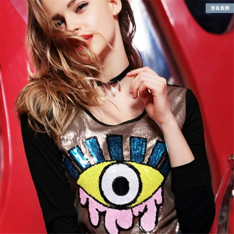 Послушание 1 шт. большой размер милый узор глаз блестки вышивка заплатка образец