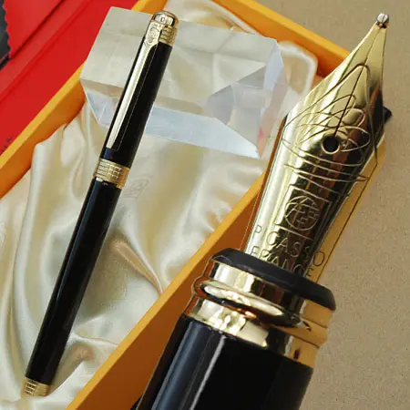 

Picasso 909 Fountain Pen Black Pen Gold Clip Office Fountain Pens Writing Supplies 0.5mm valentines gift /Christmas present