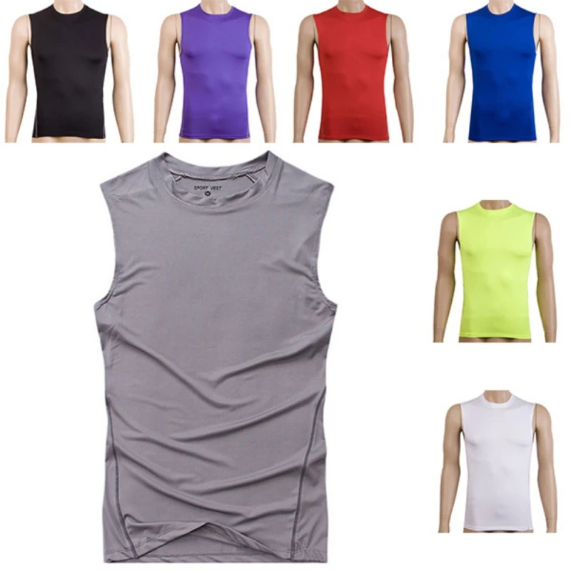 2017 Новый Мужской Быстросохнущий Спортивный облегающий жилет без рукавов для