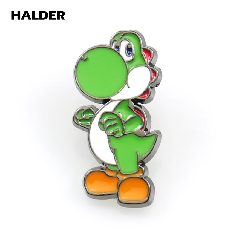 Игра halder Super Mario Bros Луиджи, гриб вопрос знак цветок броши Рыба значок с эмалью значок для рюкзака джинсовый брелок - Окраска металла: Yoshi