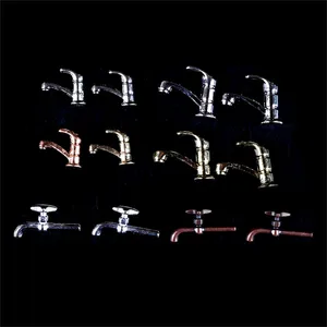 2 шт. 1:12 миниатюрный металлический водопроводный кран кукольный домик аксессуары для ванной комнаты кукольный домик Миниатюрный Смеситель 6 стилей