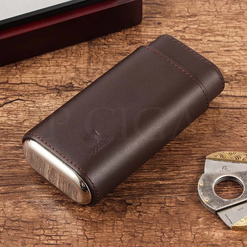 Кожаный чехол для сигар COHIBA портативный мини из кедрового дерева дорожный