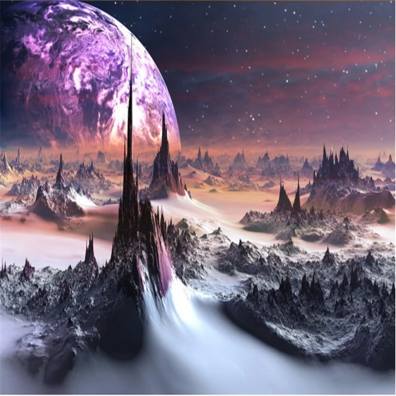 Персонализированные индивидуальные обои 3D dream universe Cosmos горы и реки ТВ диван фон