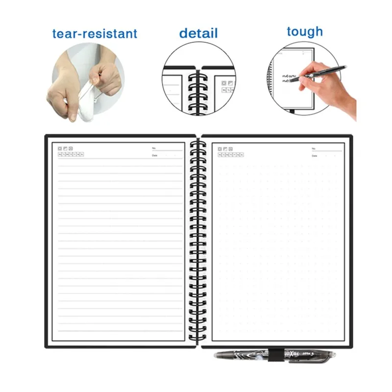 New NEWYES A5 B5 Smart Reusable Erasable Notebook Paper Microwave Wave Cloud Notepad Lined With Pen Dropshipping Customize Kids |