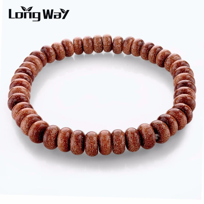 Новинка модные крупные браслеты LongWay с натуральным камнем и синими бусинами