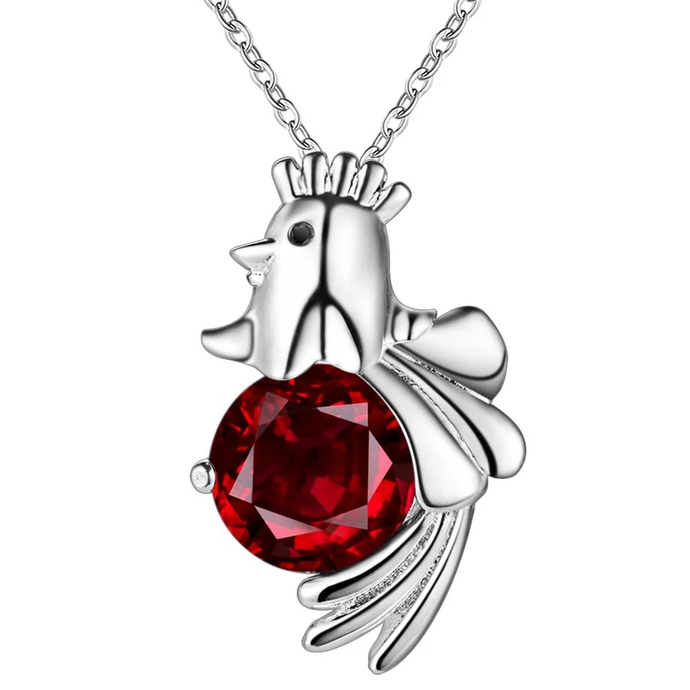 Zodiac Chicken lucky stonesilver plated Necklace Silver Pendant Jewelry /REULUIJD HLZWASIU | Украшения и аксессуары