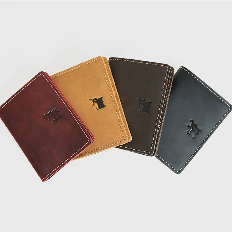 LEACOOL винтажный ручной работы из натуральной кожи держатель для карт Воловья кожа