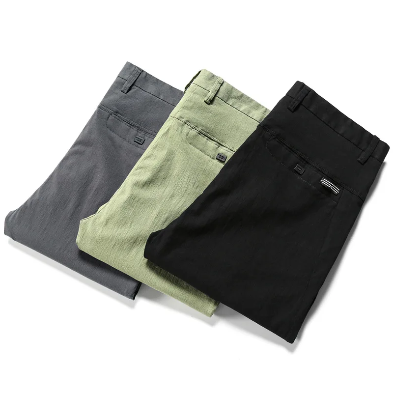 Новые весенне осенние мужские повседневные брюки тонкие черные серые зеленые