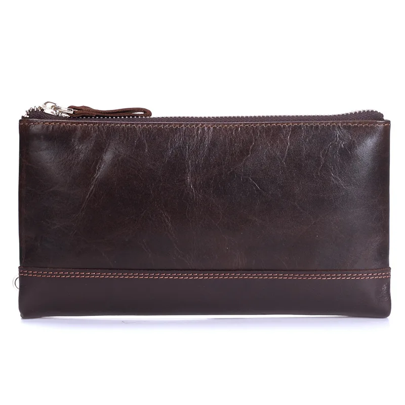 Мужская сумка-кошелек из натуральной кожи на молнии вместительный длинный |