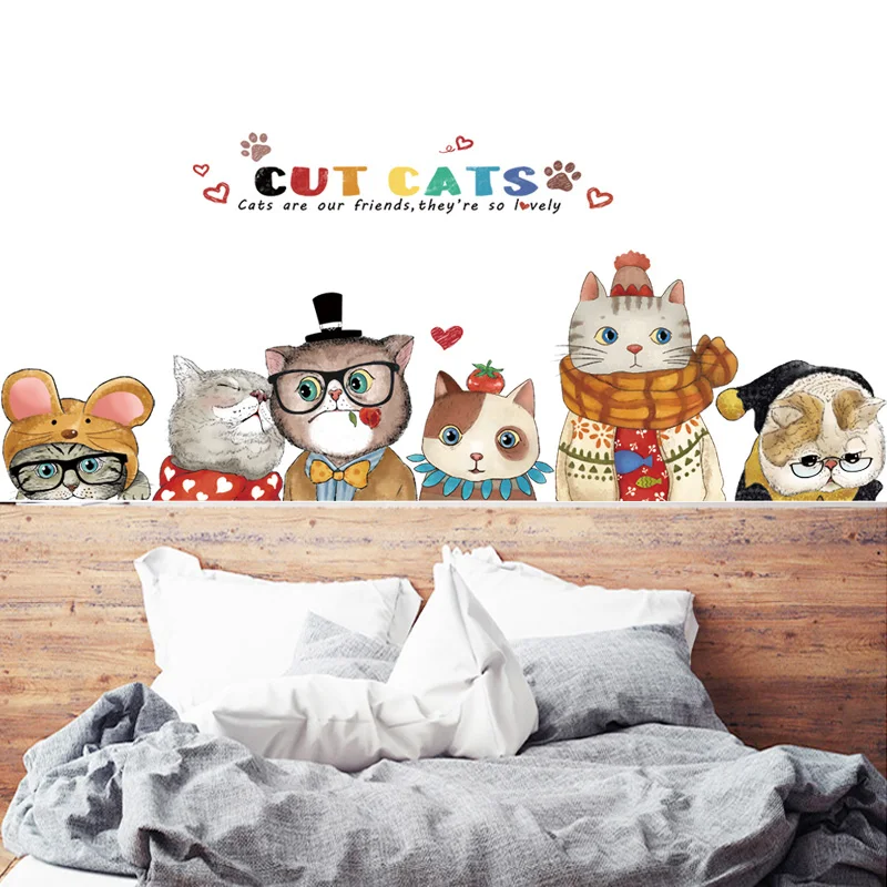 

Cute Cats Cartoon Wall Stickers Home Decor Living Room Children 's Room Animal Wall Stickers For Kids Rooms Wall Decals
