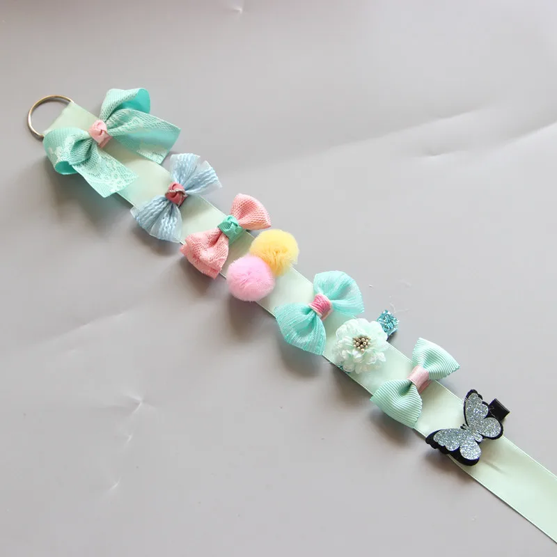 Elegance Girls princess Hair Accessories kids crown flower hair clips barrette hairpin headwear 8pcs clip+1 storage band TZ21