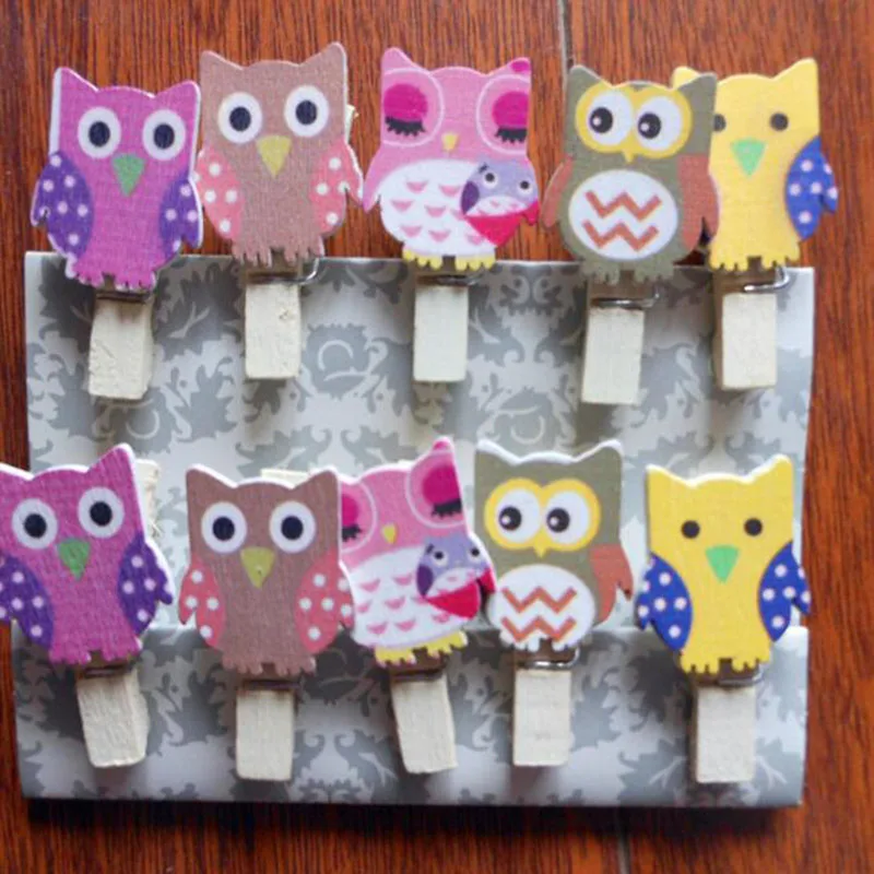 Лидер продаж 10 шт./упак. Мини Сова деревянный одежда Фотобумага Peg прищепка