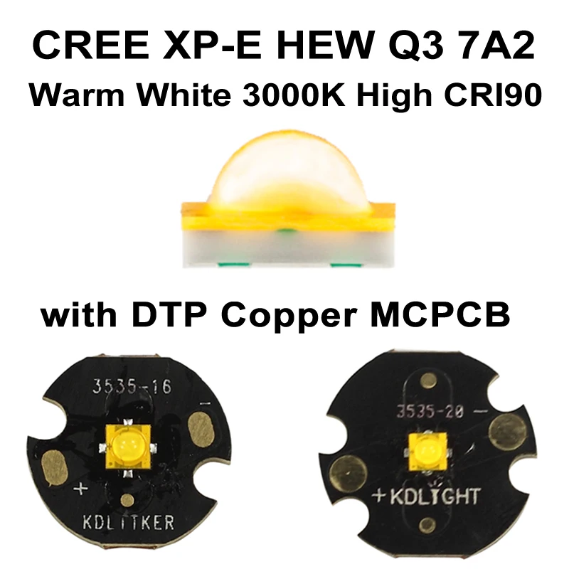 Светодиодный излучатель CREE теплый белый 3000 К HEW Q3 7A2 CRI90 16 мм/20 мм DTP медь MCPCB (1