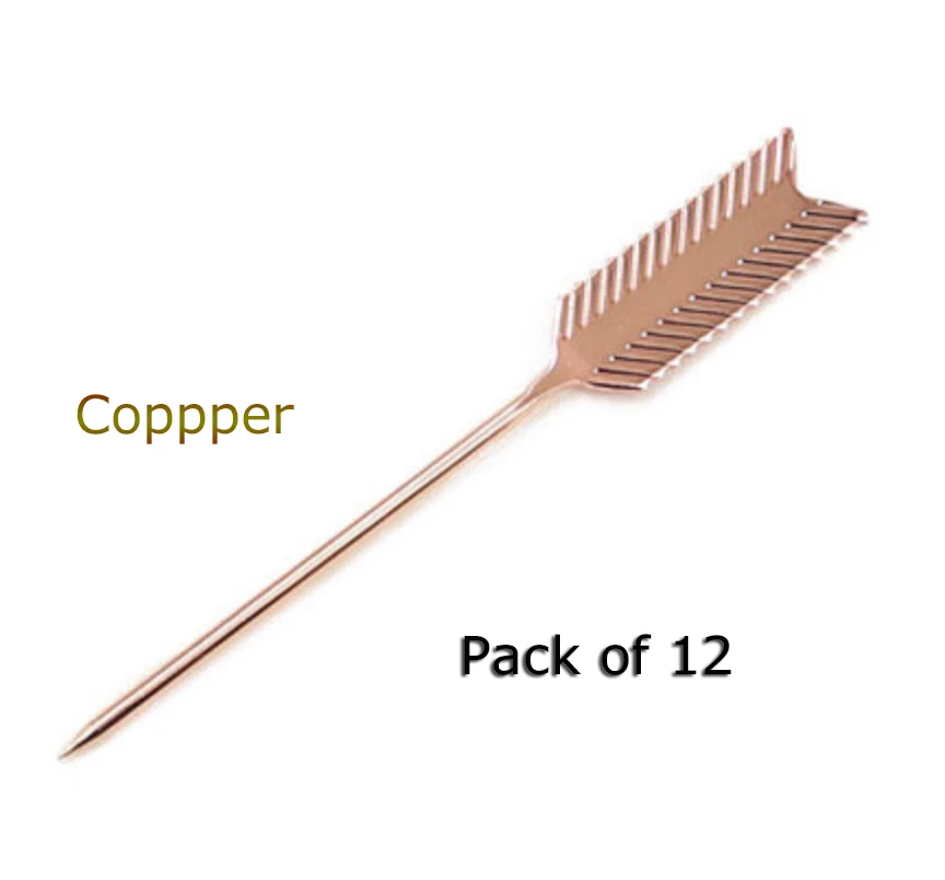 Copper Set of 12 Креативное оформление коктейлей Фруктовые палочки для коктейлей или Мартини Набор из 12(форма стрелы - Цвет: Copper Set of 12