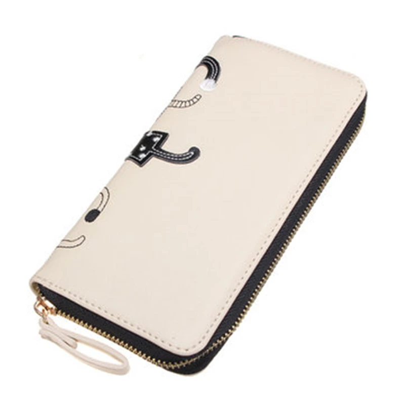 Женский Длинный кошелек с мультяшным котом милый на молнии отделением для карт