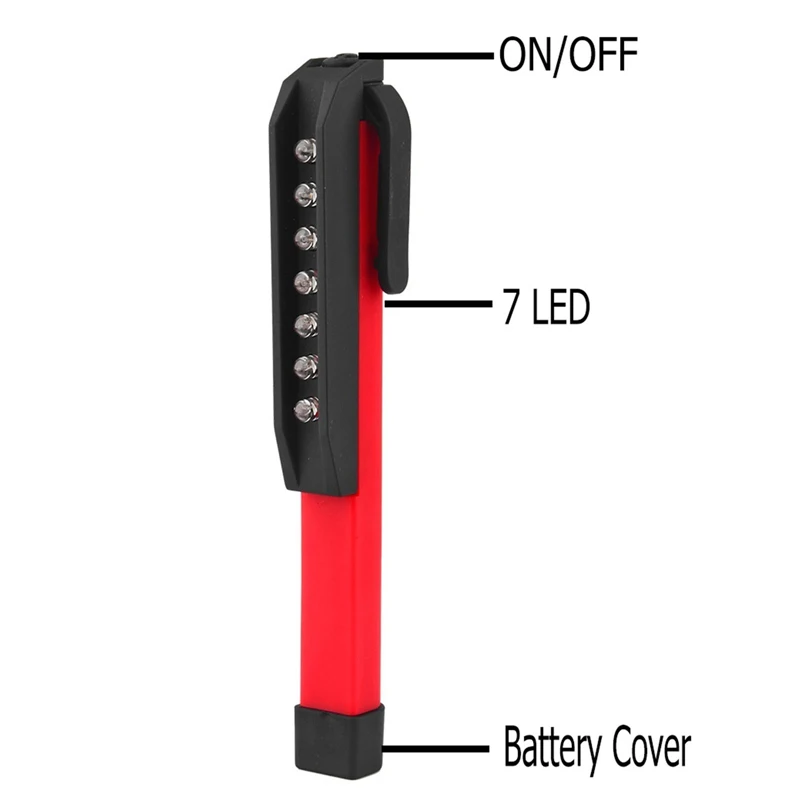 Portable 7 LED Flashlights Mini Inspection Light Battery Powered Lamps Pen Pocket Clip Work Torch Lanterna | Освещение