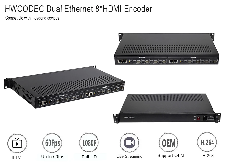 HWCODEC кодировщик H.264 8-канальный сетевой видеорегистратор HDMI кодировщик кодирующее устройство телевидения по протоколу Интернета 1080P видео кодировщик IP кодер Поддержка RTSP RTMP для YouTube, Facebook