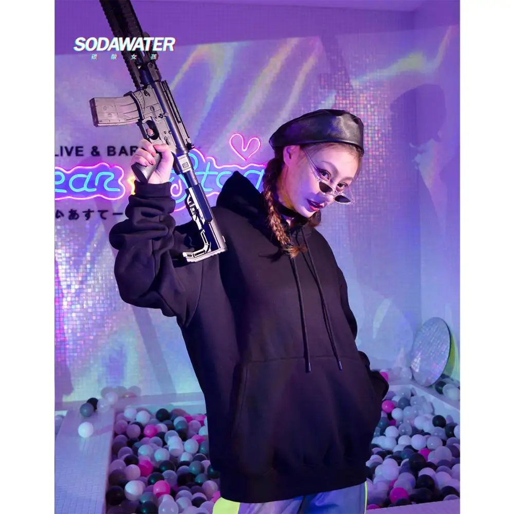 SODAWATER/флисовые толстовки для девочек; уличная одежда; Разноцветные топы с капюшоном; коллекция года; зимние свободные толстовки унисекс с длинными рукавами в стиле хип-хоп; 167W17