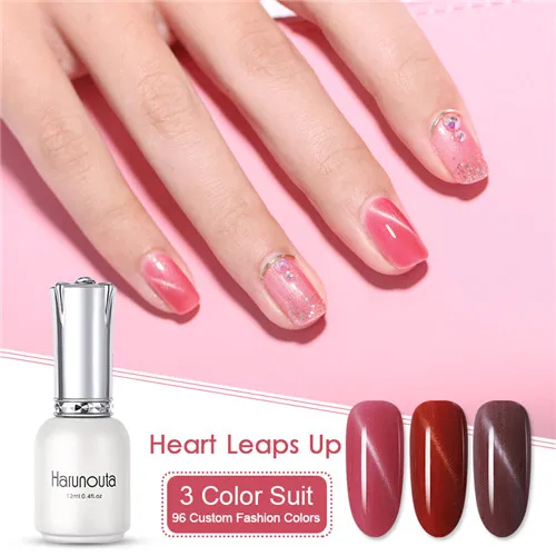 3pcs set20 Harunouta 12 мл один шаг 3 в 1 чистый УФ Гель-лак удаляемый путем отмачивания лак красочный красный золотой Кот 3D глаз лак для ногтей, маникюр 3 шт набор - Цвет: 3pcs set20