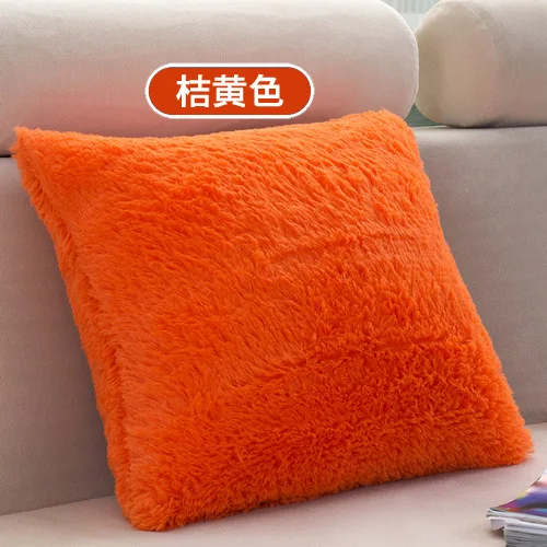 Cushion Cover7 Теплая с мехом Подушка сплошной цвет плюшевая декоративная подушка для дивана красный синий черный желтый романтическая домашняя цветная наволочка - Цвет: Cushion Cover7