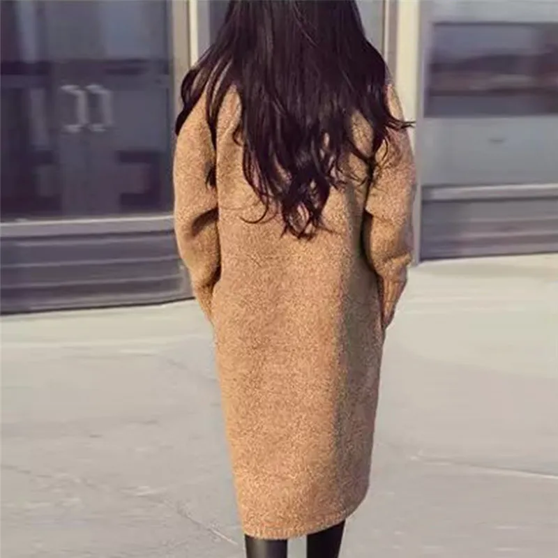 Женский Длинный Кардиган с длинным рукавом повседневный теплый трикотажный