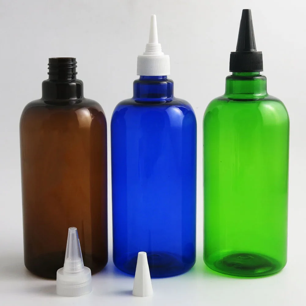 

12pcs Empty Big 500ml PET cosmetic cream lotion shampoo pump cleanser bottle Amber Blue Green plastic Spout cap Makeup bottle