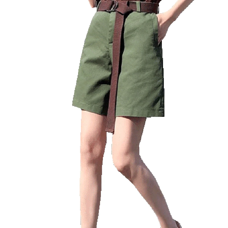 

New Summer Casual plus size Sashes Shorts Women Safari Style Loose high waist shorts Slim All-Match Straight Shorts Female Mw601