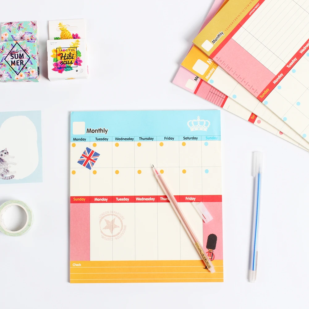 Милый мультфильм английская серия человек стол планировщик блокнот