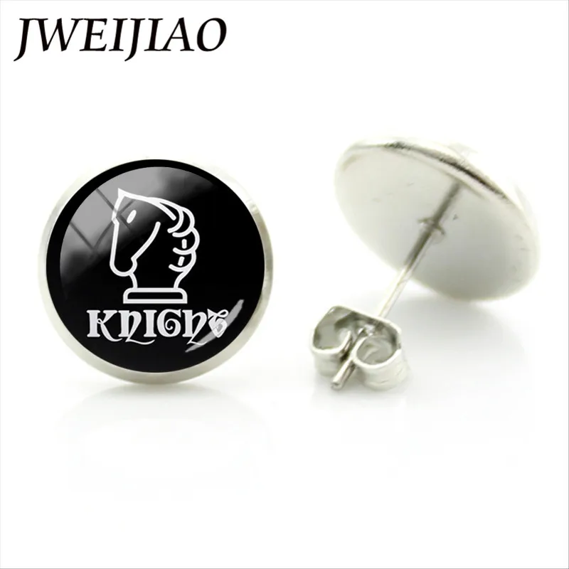 JWEIJIAO международные шашки серьги-гвоздики для ушей мир любовь шахматы стеклянный