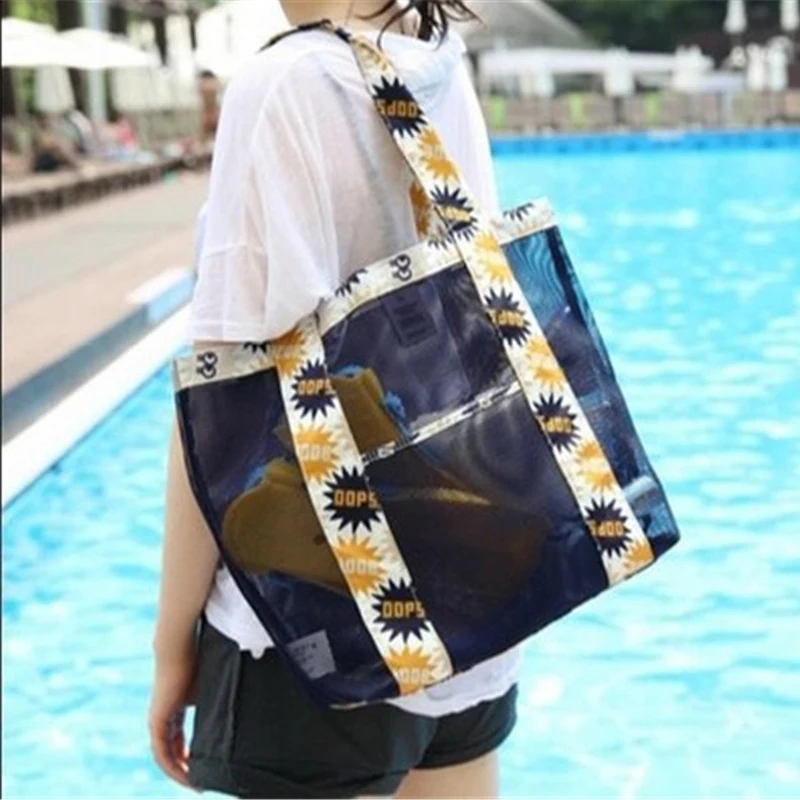 

2020 Mom Baby Picnic Beach Bags High Capacity Women Mesh Bag Transparent Bags Storage Handbag Pouch Tote Ladies Shoulder Bag