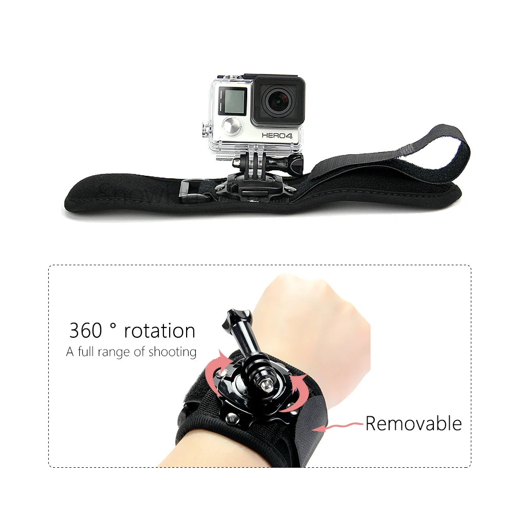 SnowHu для Gopro 360 градусов ремешок для крепления на запястье и винт для GO PRO Hero 8 7 6 5 4 3 2 для экшн-камеры SJ4000 GP128
