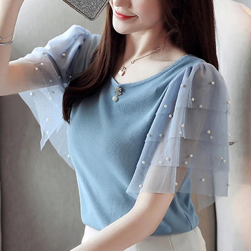 Женские топы и блузки 2019 blusas mujer de moda женские майки футболки Кружевная блуза с