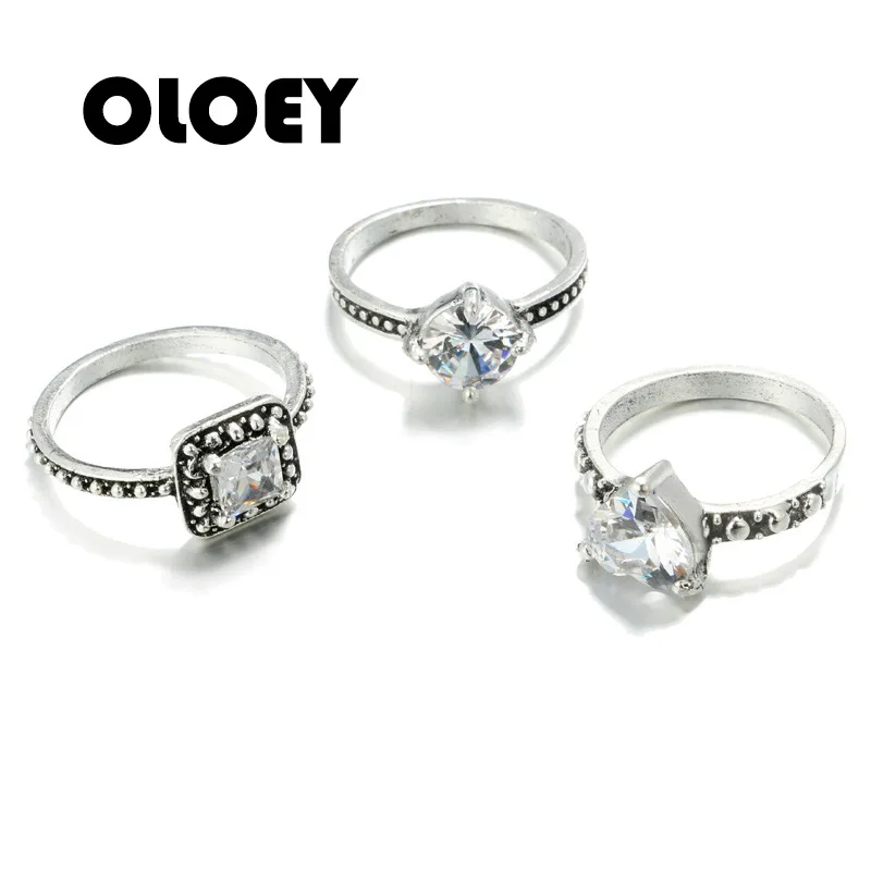 OLOEY 3 шт./компл. геометрические большие сердечки блестящие циркониевые кристаллы