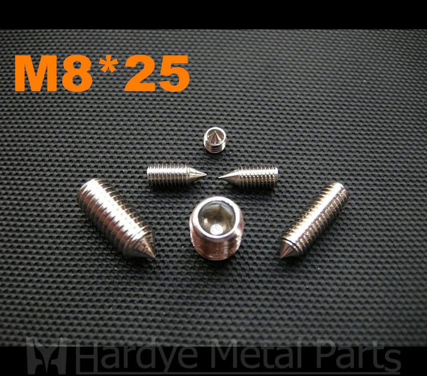 

100pcs/lot M8*25 DIN914 Stainless steel hex socket set screw with cone point