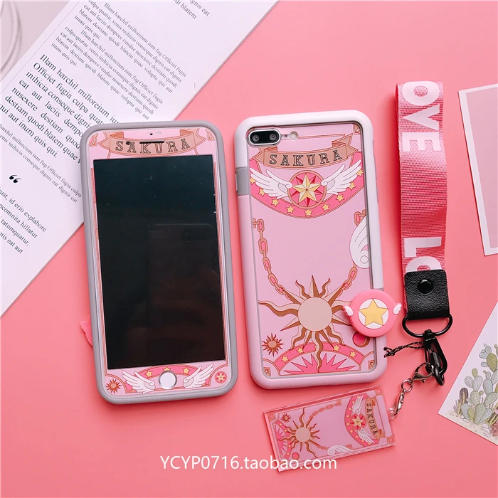 as picture Для iphone XS Max милые Монстры закаленное стекло flim для iphone X XS XR 6 6S 7 8plus мультфильм Сейлор Мун чехол+ бампер+ ремни - Цвет: as picture