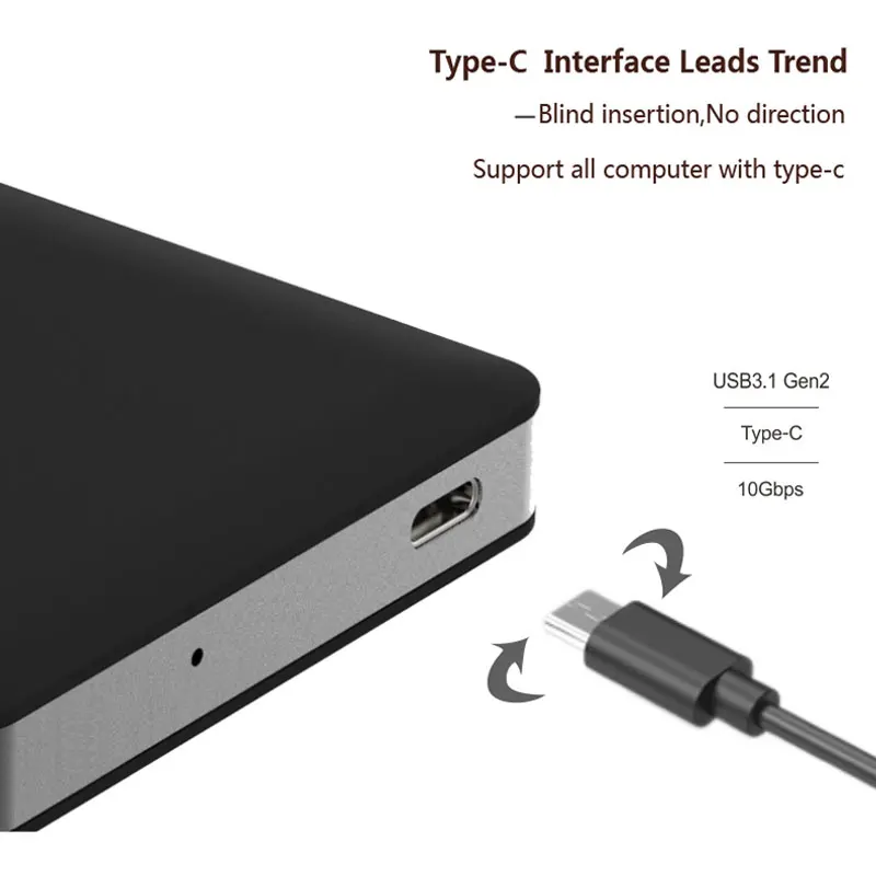 2 5-дюймовый SATA к USB3.1 Gen2 Type-C SSD адаптер/HDD корпус для жесткого диска Seagate Samsung ssd