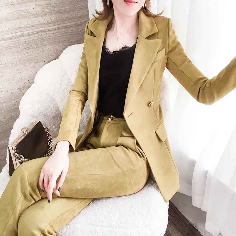 Новые офисные дамские Повседневная обувь комплекты блейзер костюмы высокого