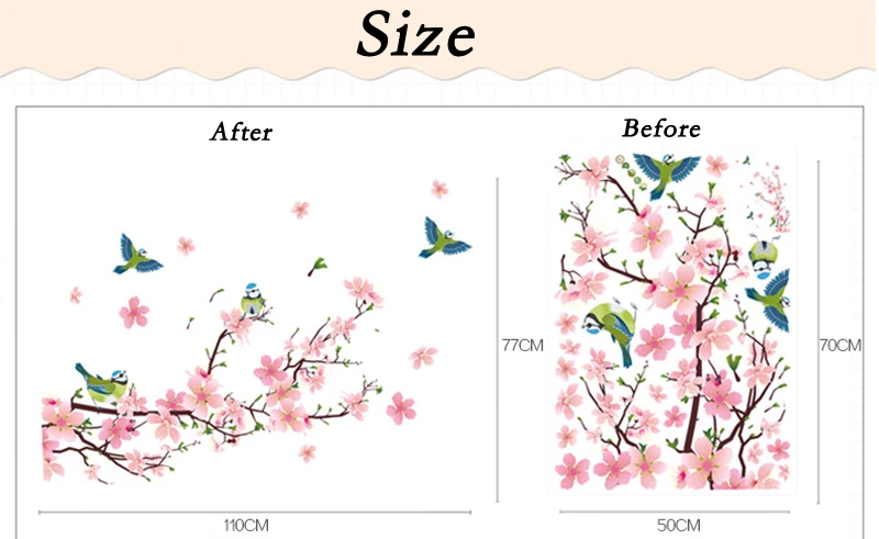 

Sakura Wall Stickers Decal Bedroom Living room DIY Flower Removable PVC Art wallpaper Beautiful home decorations Stickers Decals
