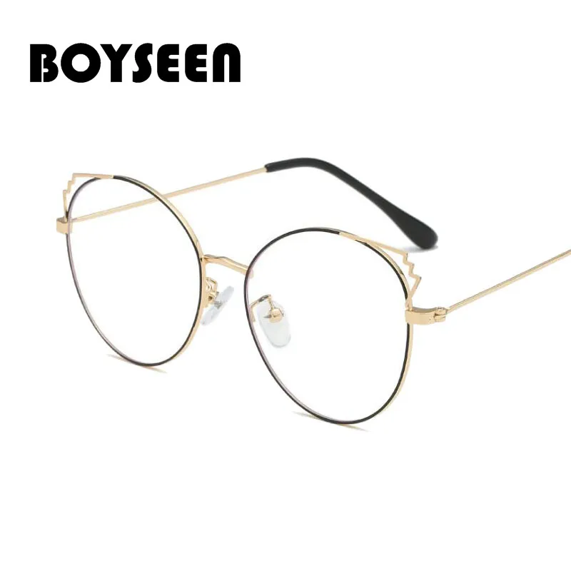 BOYSEEN Новая мода кошачьи уши Металл плоское зеркало мужские и женские очки кадр анти-синий свет оптические очки 6271