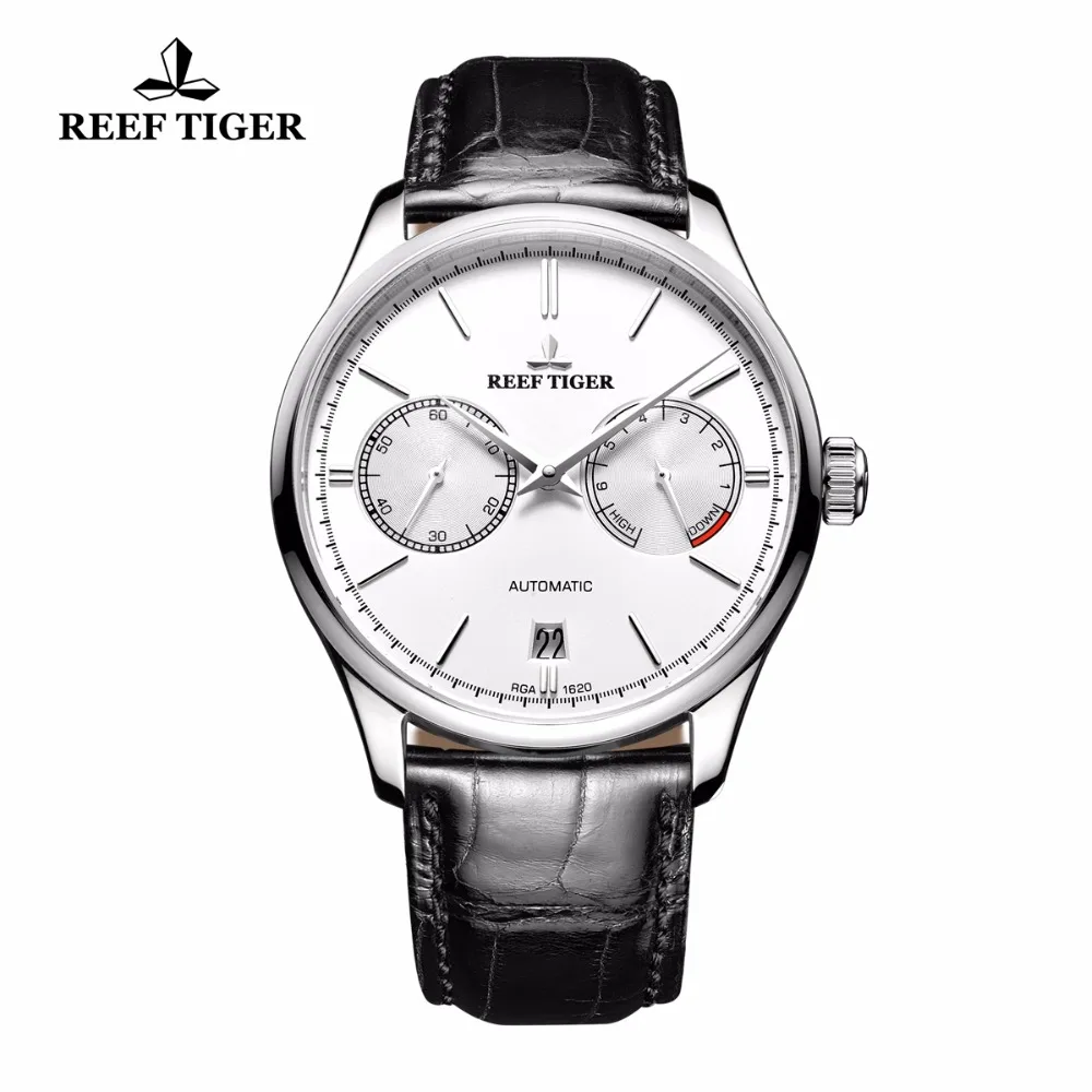 

Reef Tiger/RT Casual Elegant Watches Date Steel Watch with Power Reserve Automatic Watch For Men RGA1620