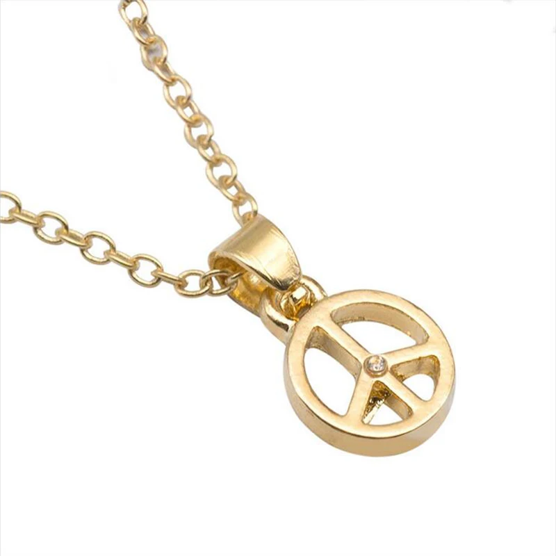 Золото plted простой ожерелье красивый металлический символ мира инкрустация