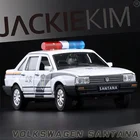 Высококачественная имитация изысканных литых и игрушечных транспортных средств: jackioffen автомобильный Стайлинг Volkswagen Santana полицейский автомобиль 1:32 литая модель из сплава