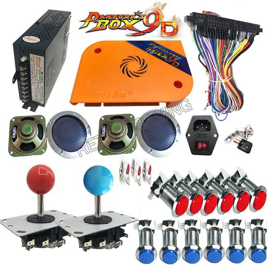 copy sanwa joystick Pandora Box 9D 2222 в 1 аркадная доска для игры JAMMA HAPP джойстик светодиодный хромированный кнопочный комплект для DIY Монета работает машина для видеоигр - Цвет: copy sanwa joystick