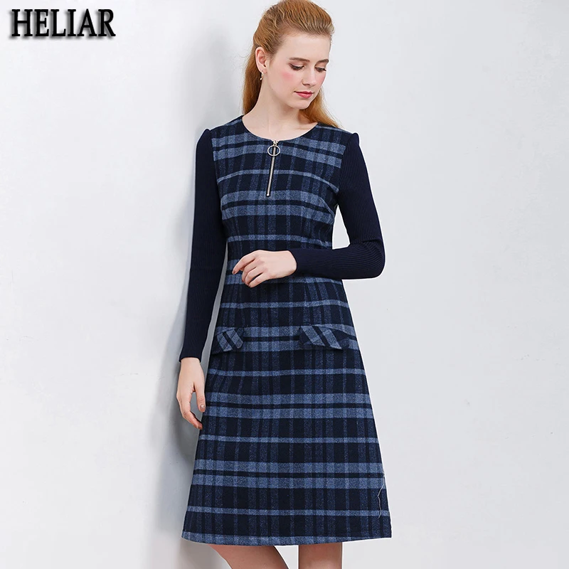 HELIAR Женское зимнее трикотажное платье с рукавами для женщин шерстяное