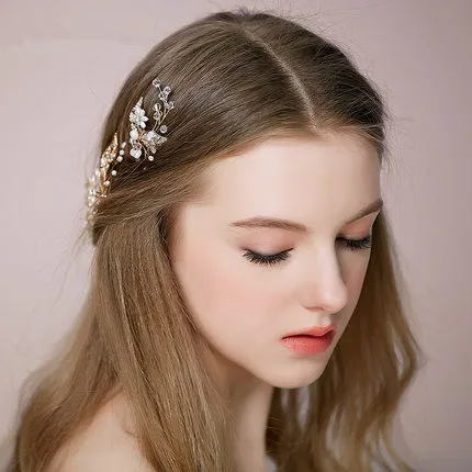 2/PCS Высокое качество Пресной Воды жемчужина кристалл листья цветка шпилька