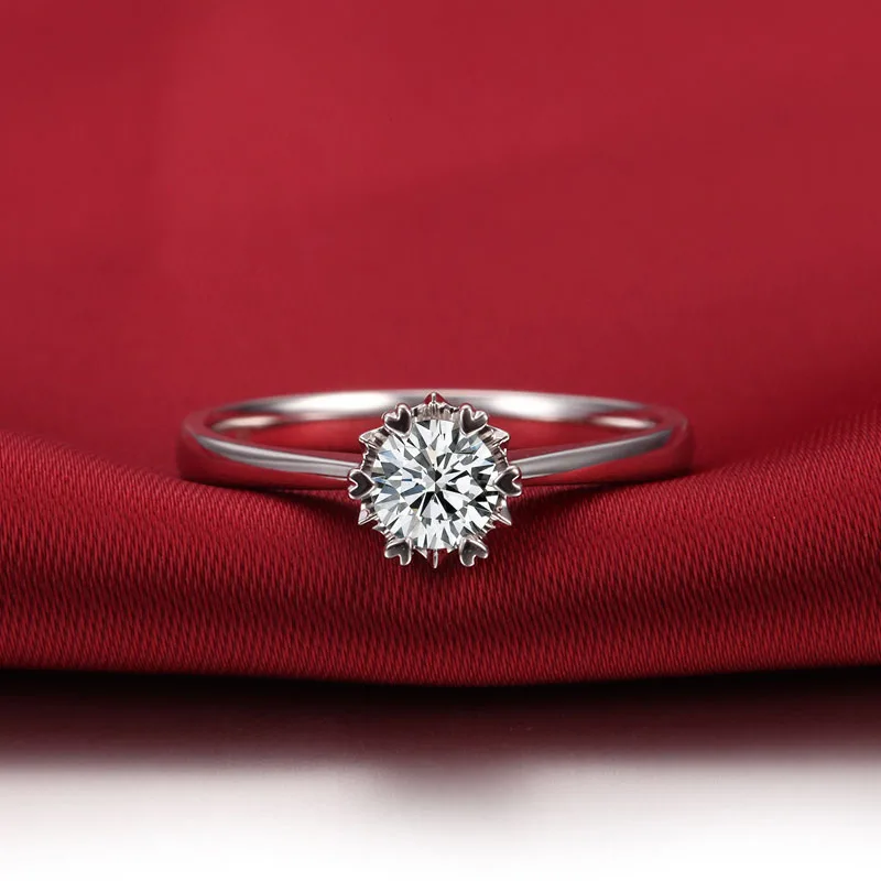 Подлинное 925 пробы Серебряная Снежинка Форма обручальные кольца для Для женщин