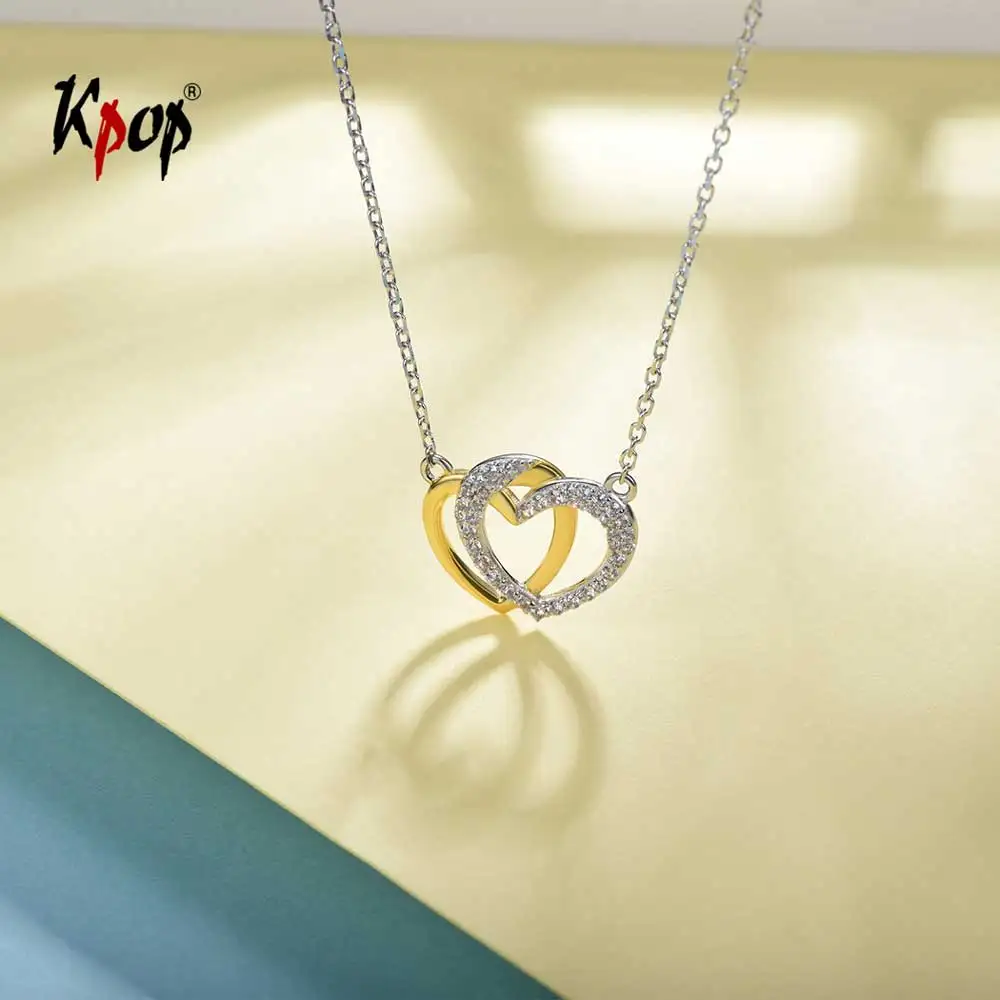 Ожерелье с подвеской в виде сердца из серебра 925 пробы фианитом B6023|necklace heart